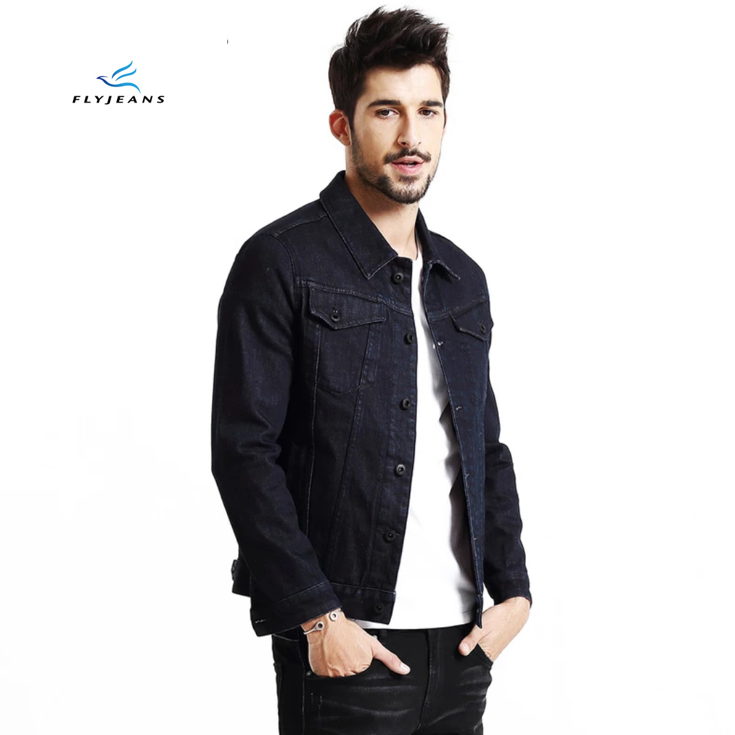 New Style Contracted Slim Black Denim Jackets by Fly Jeans
