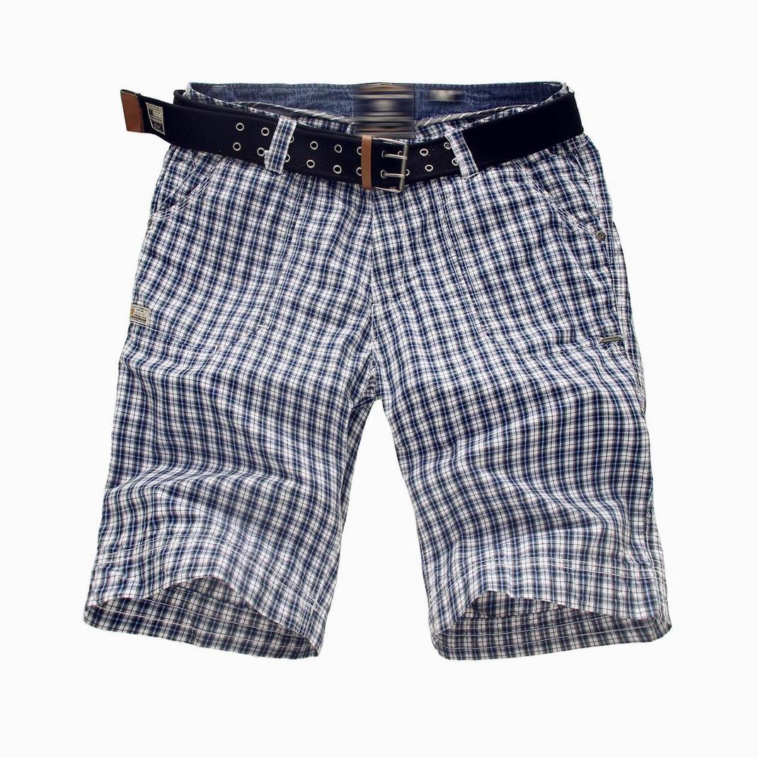 100% Cotton Print Gingham Men's Shorts with Belt (MBE311215)