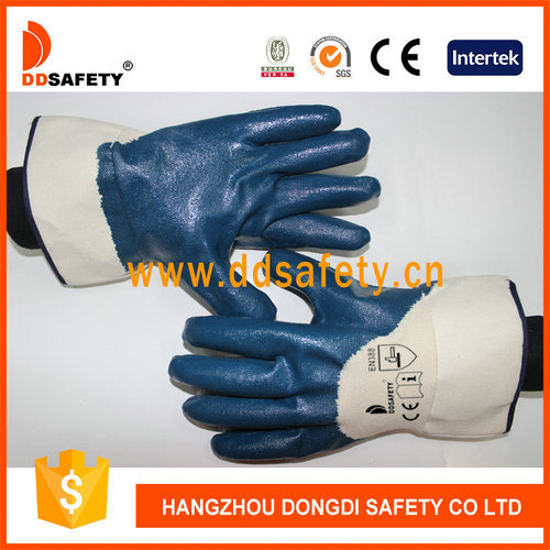 Ddsafety 2017 Blue Nitrile Coated on The Palm and Finger Jersey Liner Gloves