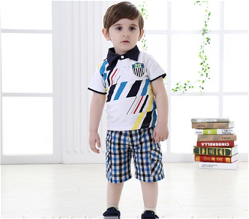 Summer New Baby Boy Infant Cotton Short-Sleeved Two Piece T-Shirt Suit