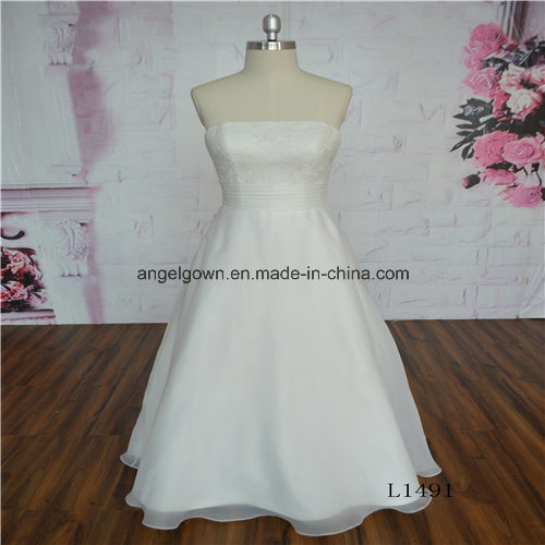 Floor Length Organza Strapless New Style Wedding Dress