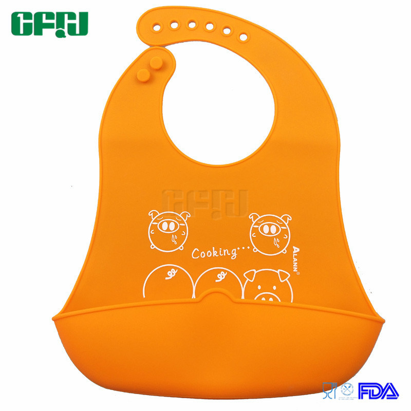 FDA Approved Silicone Adjustable Baby Aprons with Snaps