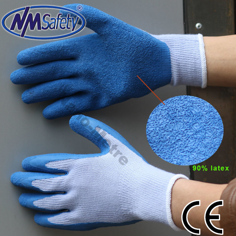 Nmsafety Blue Latex Coated Safe Hand Work Gloves