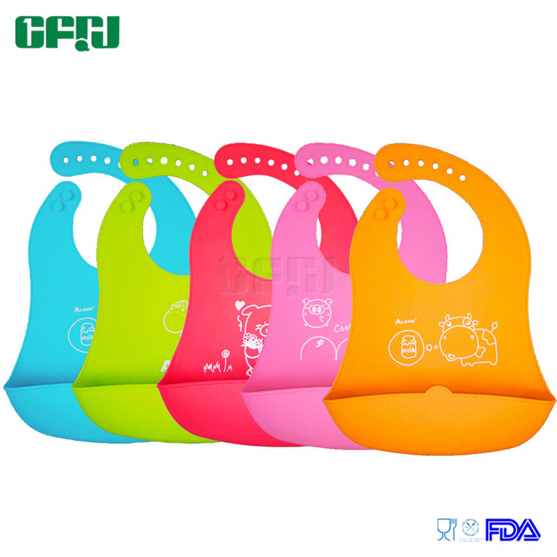FDA Approved Material Packagable Baby Products Silicone Bib with Catcher