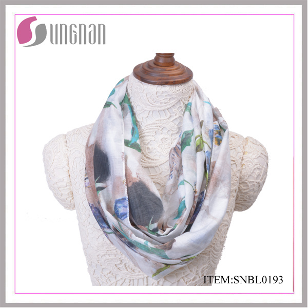 2016 Ink and Wash Painting Vintage Cotton Infinity Scarf (SNBL0191)