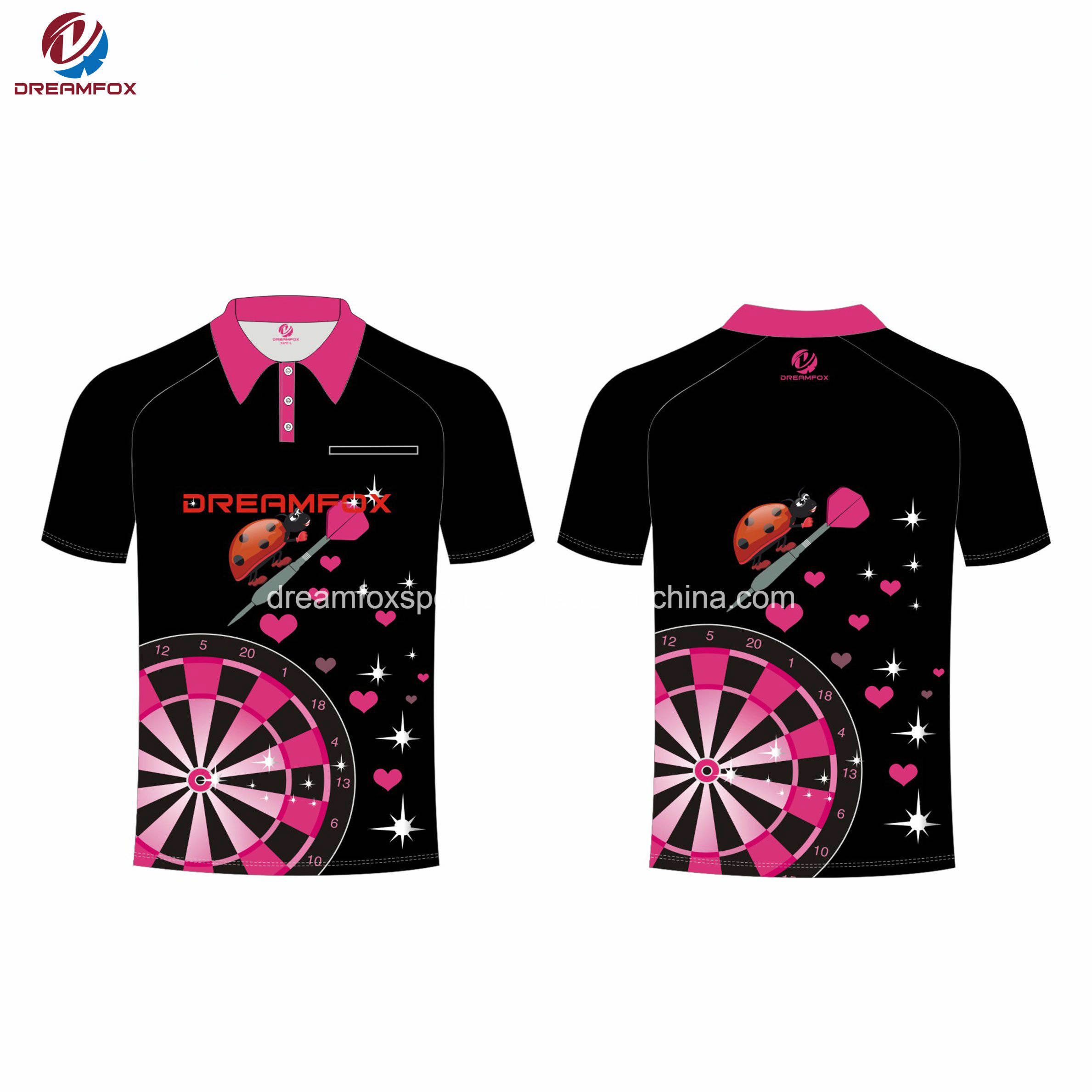 Sublimated Design Your Own Custom Dart Shirts Jersey Polo Shirt with Pocket
