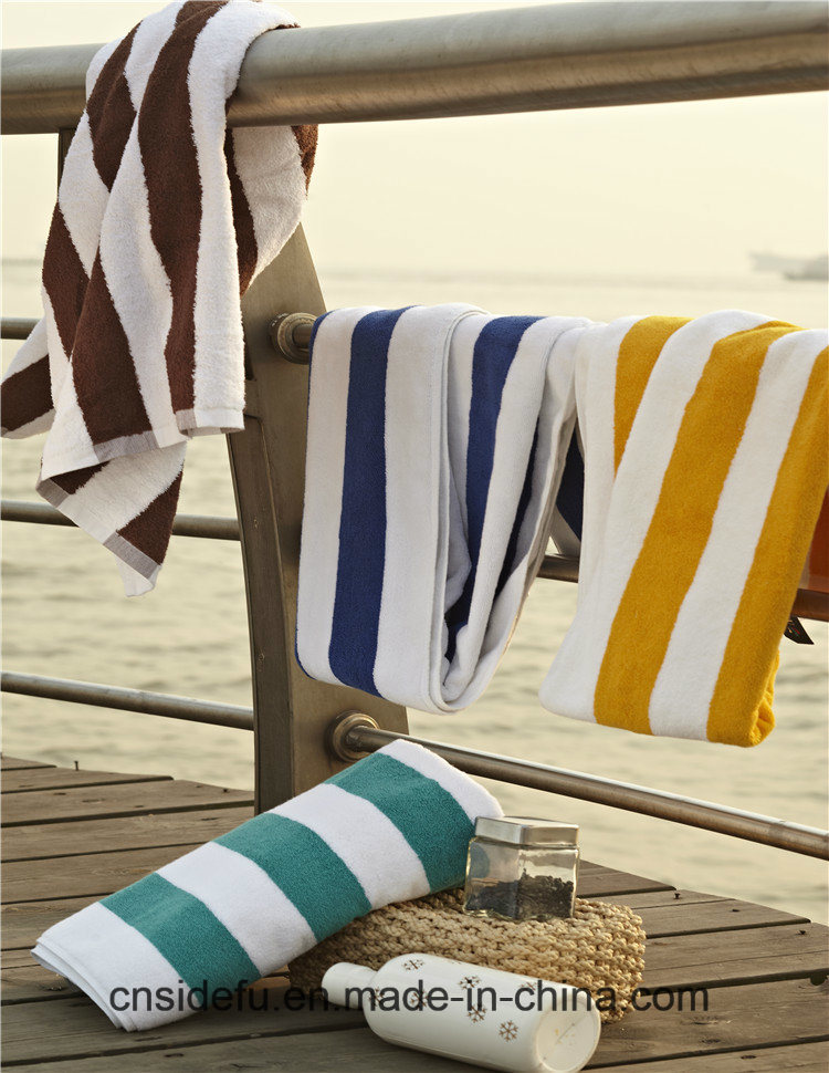 Customized 100% Cotton Hotel Stripe Luxury Beach Towel