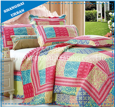Bed Linens 5 Piece Printed Patchwork Quilt Bedspread