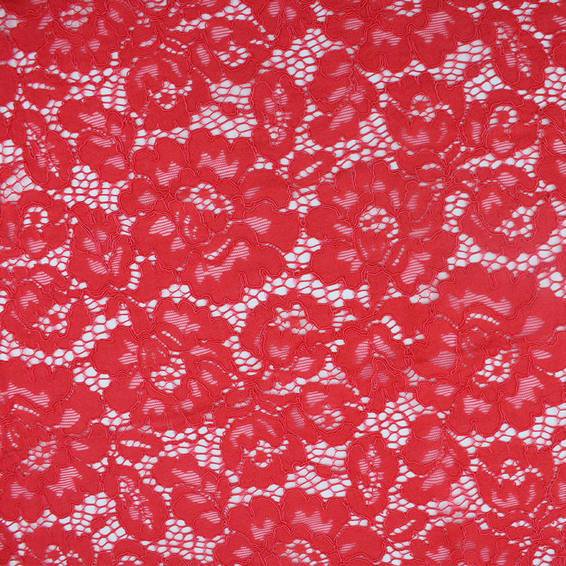Red Flower Allover Cotton Fabric Voile Lace Garment Fabric