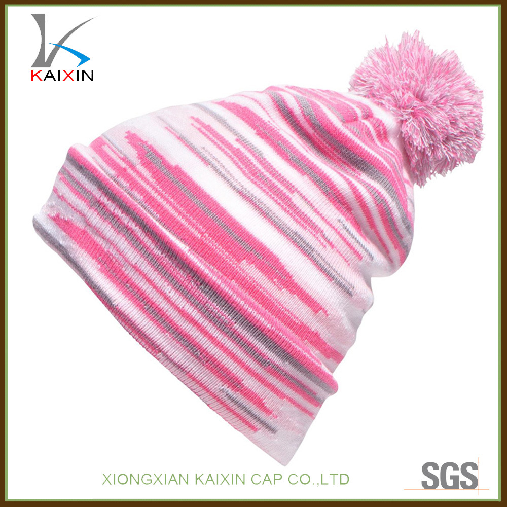 Custom POM POM Knit Slouch Beanie Hat Wholesale for Women