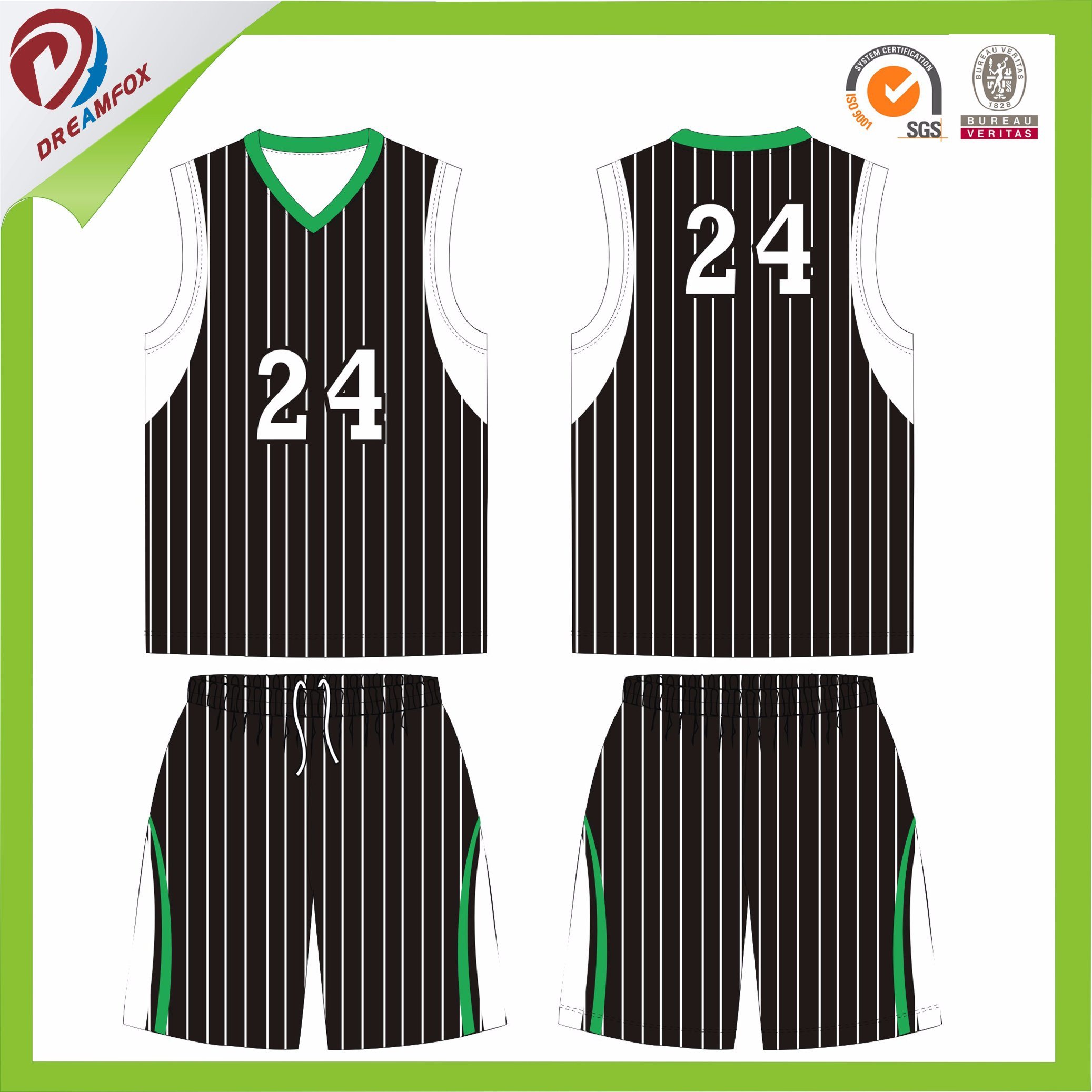 Black Stripes Custom Sublimated Polyester Basketball Jersey
