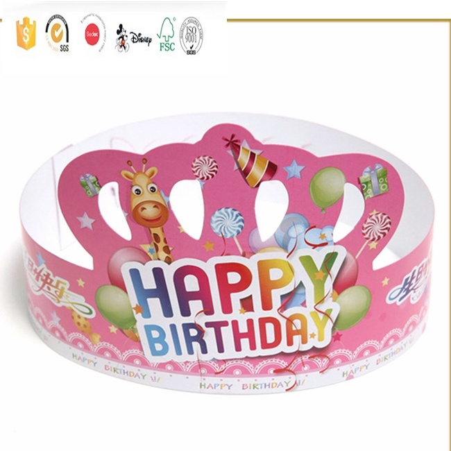 Custom Promotional Customized Printing Kids Crown Paper Birthday Party Hat