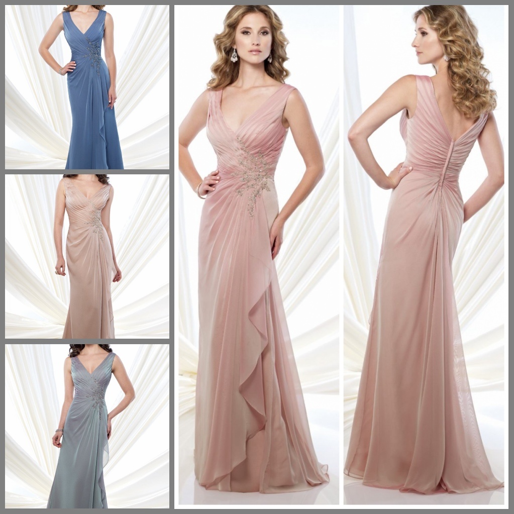A-Line Chiffon Party Prom Gown V-Neck Mother's Evening Dresses Mr71208