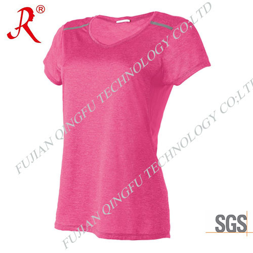 Hot Sale Women's V-Neck T-Shirt with High Quality (QF-2164)