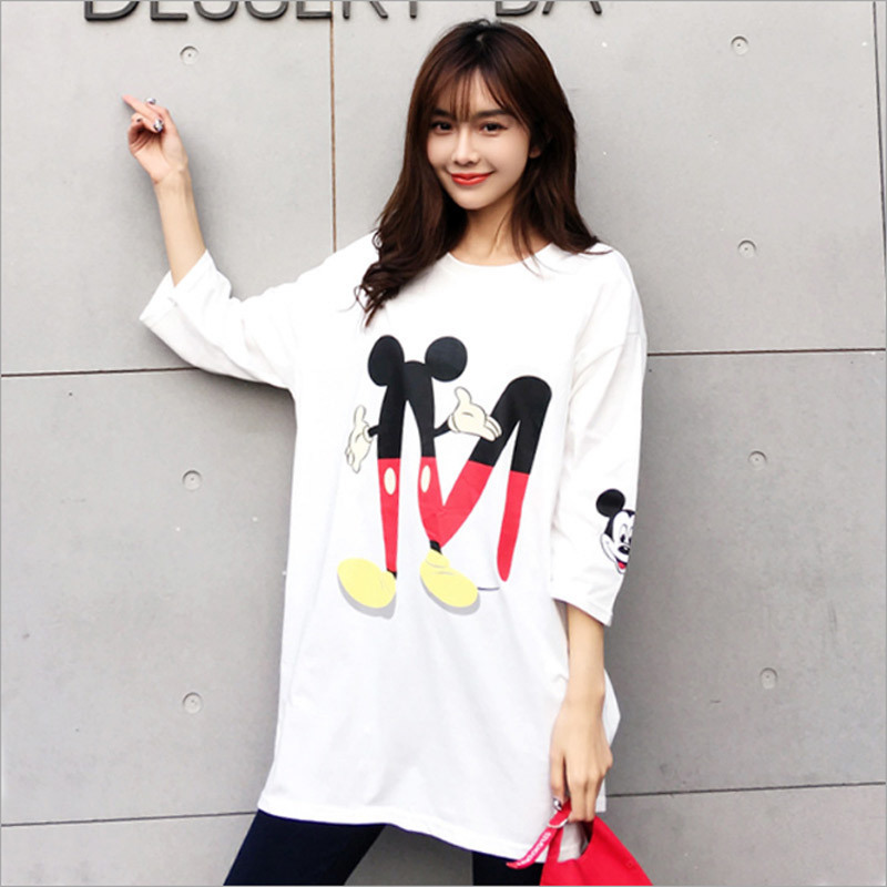 Cartoon Apparel Graphic All-Match Relax Cutey Floral Students Long T-Shirt