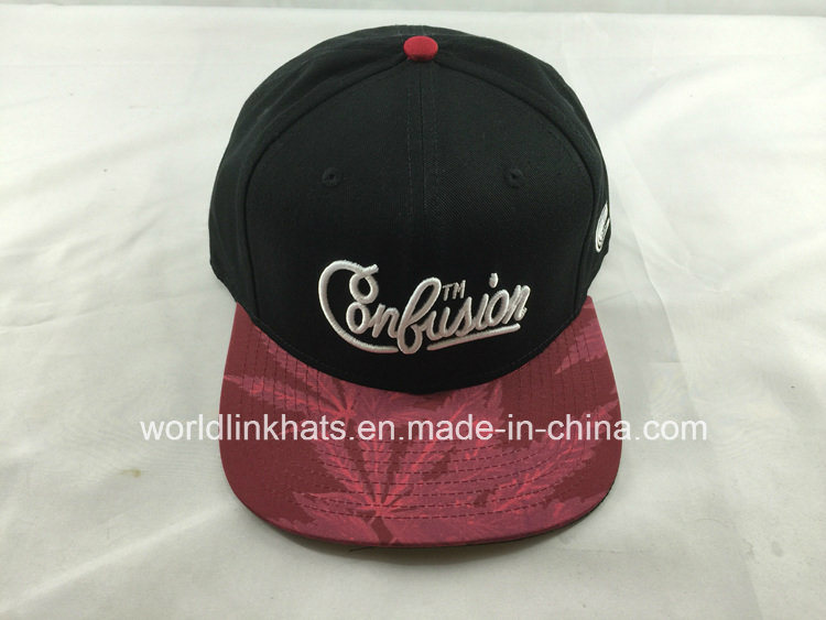 Custom 3D Embroidery Snapback Cap with Printed Taping Inside