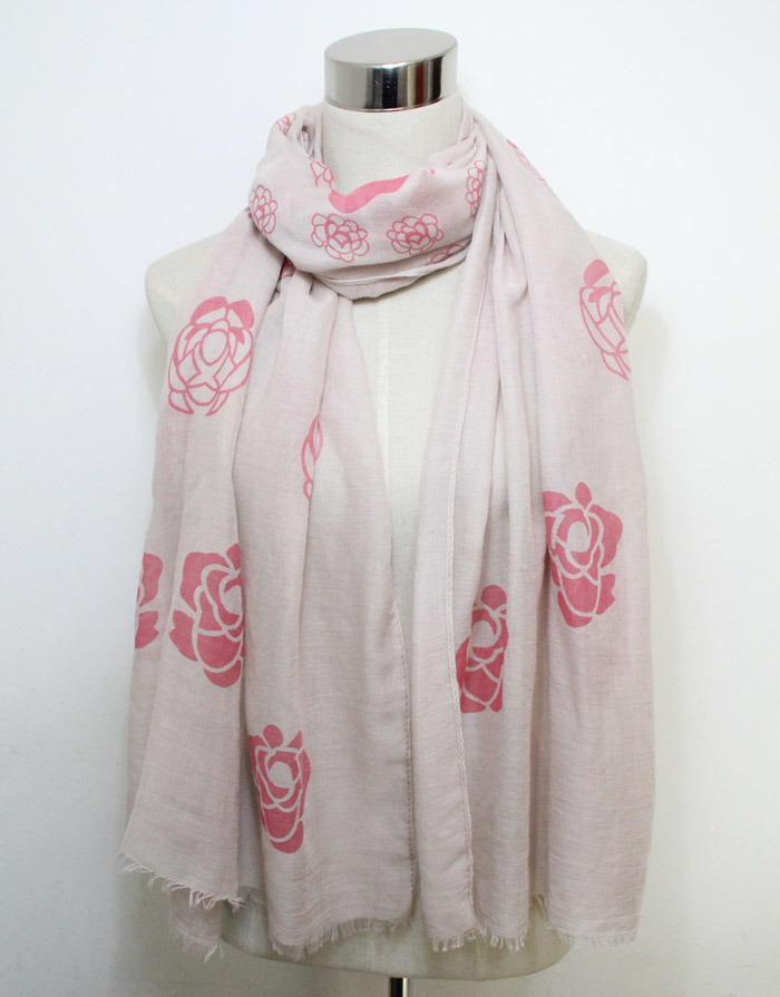 Women Flower Printed Fashion Cotton Voile Silk Scarf (YKY1070)