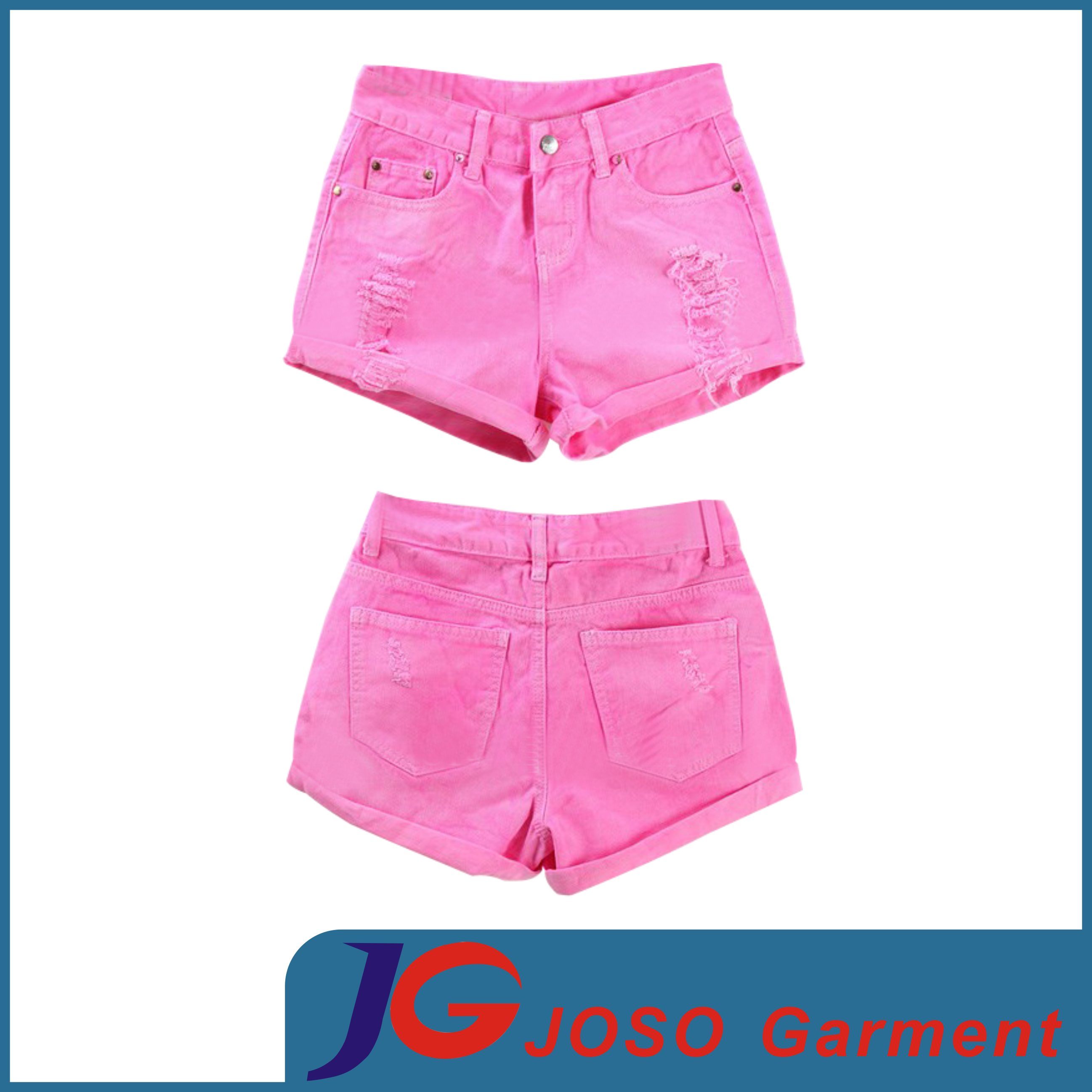 Women Hot Pink Denim Shorts (JC6059)