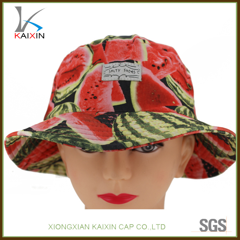 Custom Watermelon Printing Wide Brim Sun Protection Hat