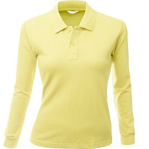 Women's Blank Long Sleeve Polo Shirt