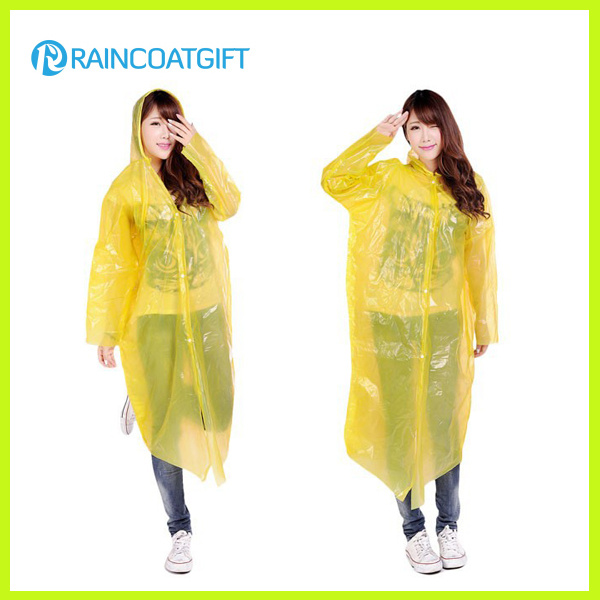 Women's Clear Disposable Plastic Raincoat with Sleeve
