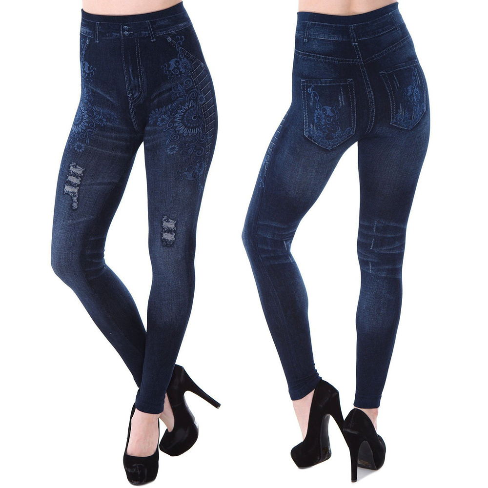 Women Leisure Stretch Printing Skinny Denim Jeans