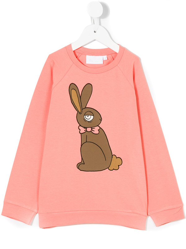 Girl's Pink Sweatershirt in Rabbit Print
