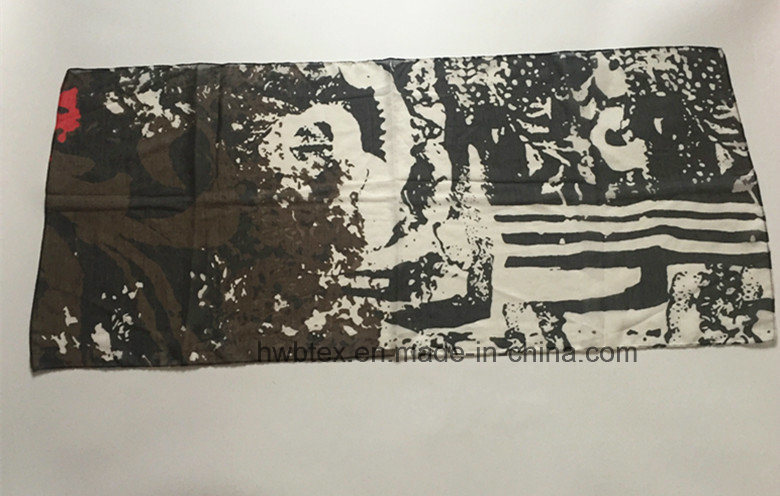 Cotton Quality Promotion Logo Printed Polyester Scarf (HWBS902)