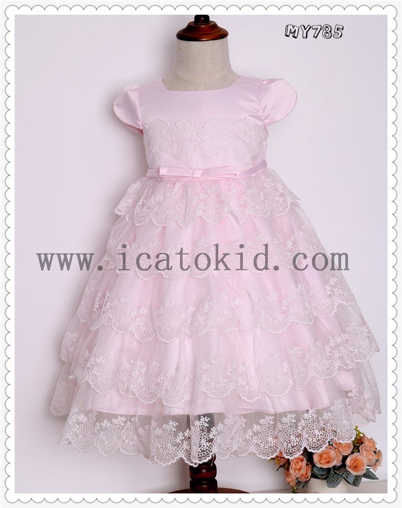 Hot Sales Long Flower Girls Dress Kid Clothes Party Dress for Girls