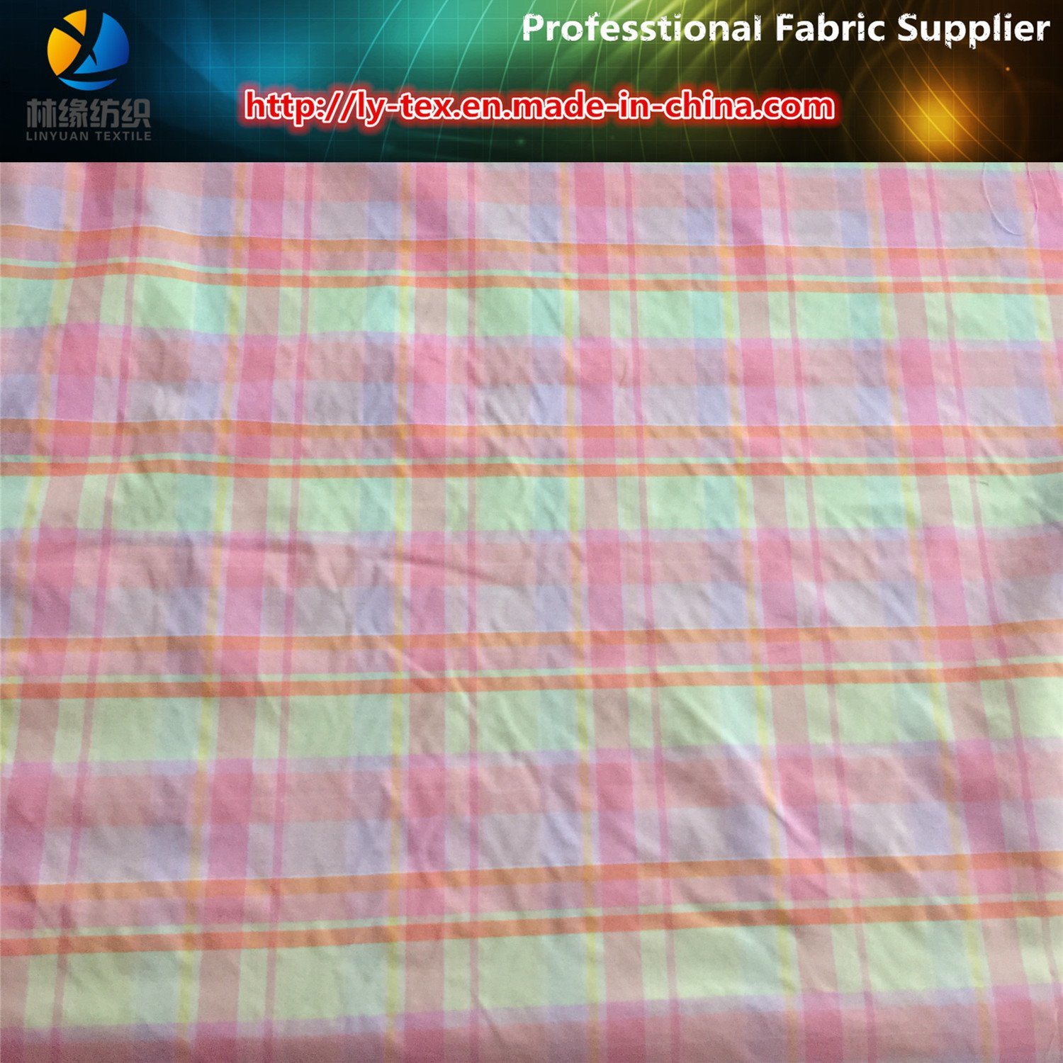 Nylon Colorful Women Yarn Dyed Shirting Check Fabric
