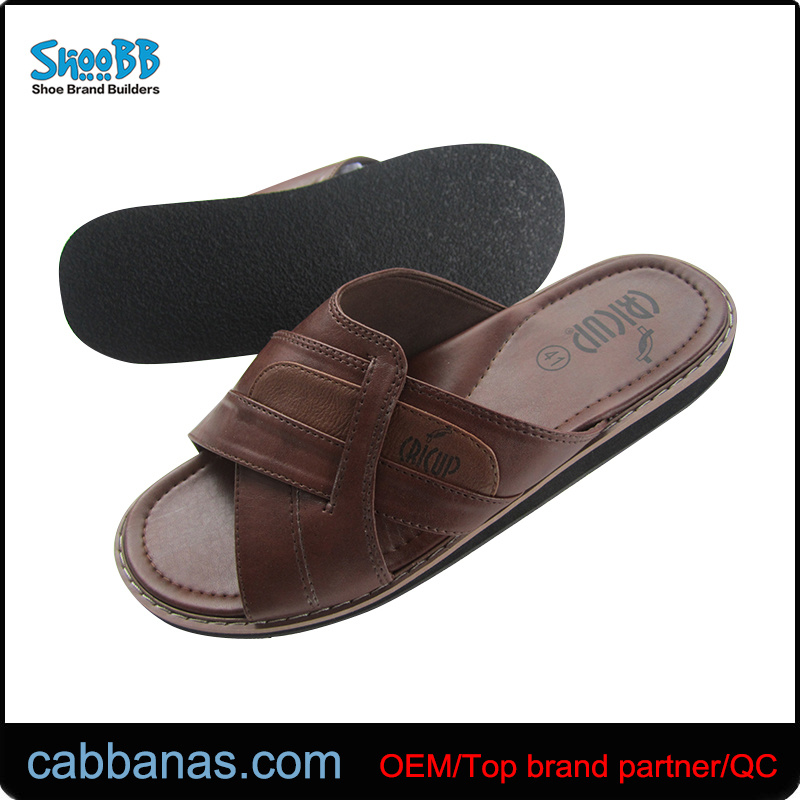 Men's Summer Outdoor Leather Slippers with TPR Outsole