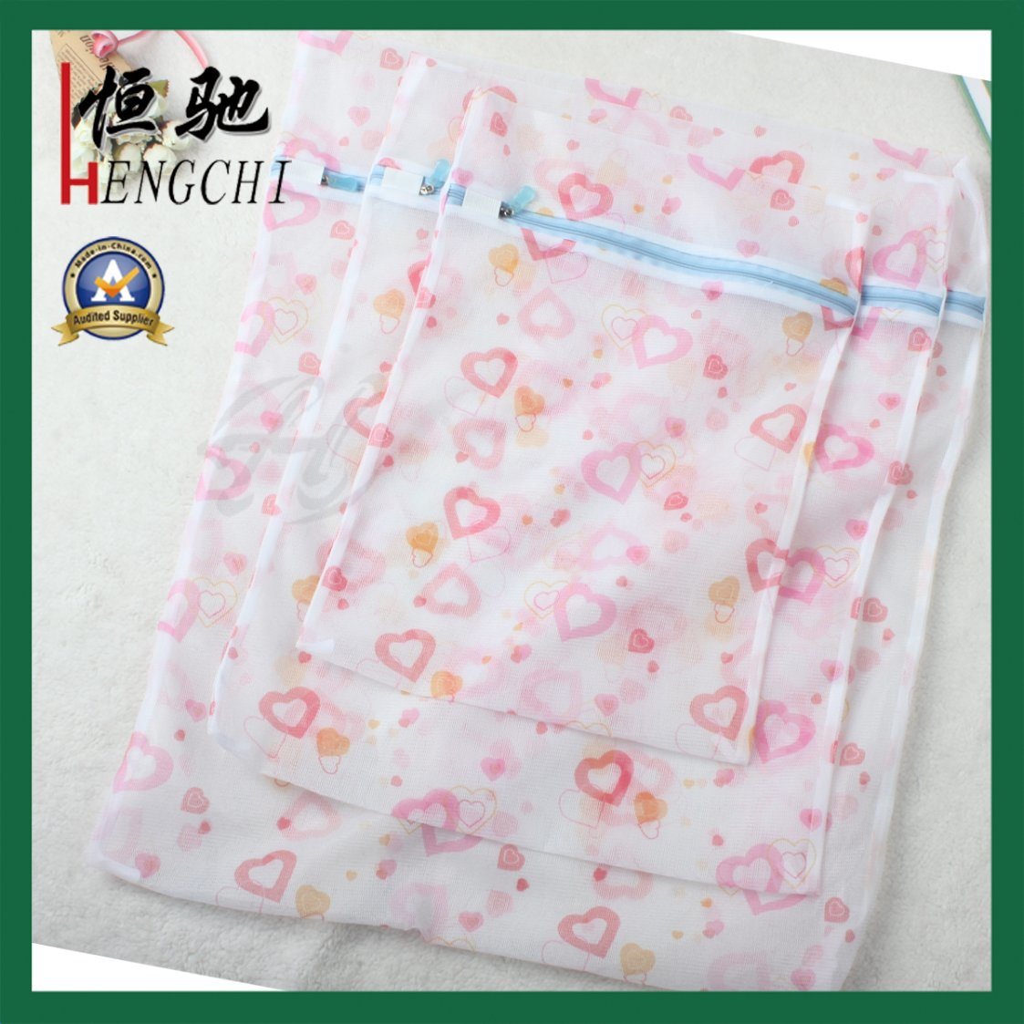 Strong Net Mesh Laundry Bag with Flower Printing