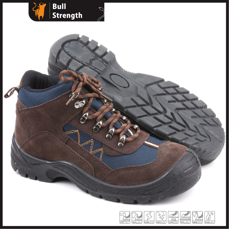 PU/PU Injection Brown Suede Leather Safety Shoe (SN5192)