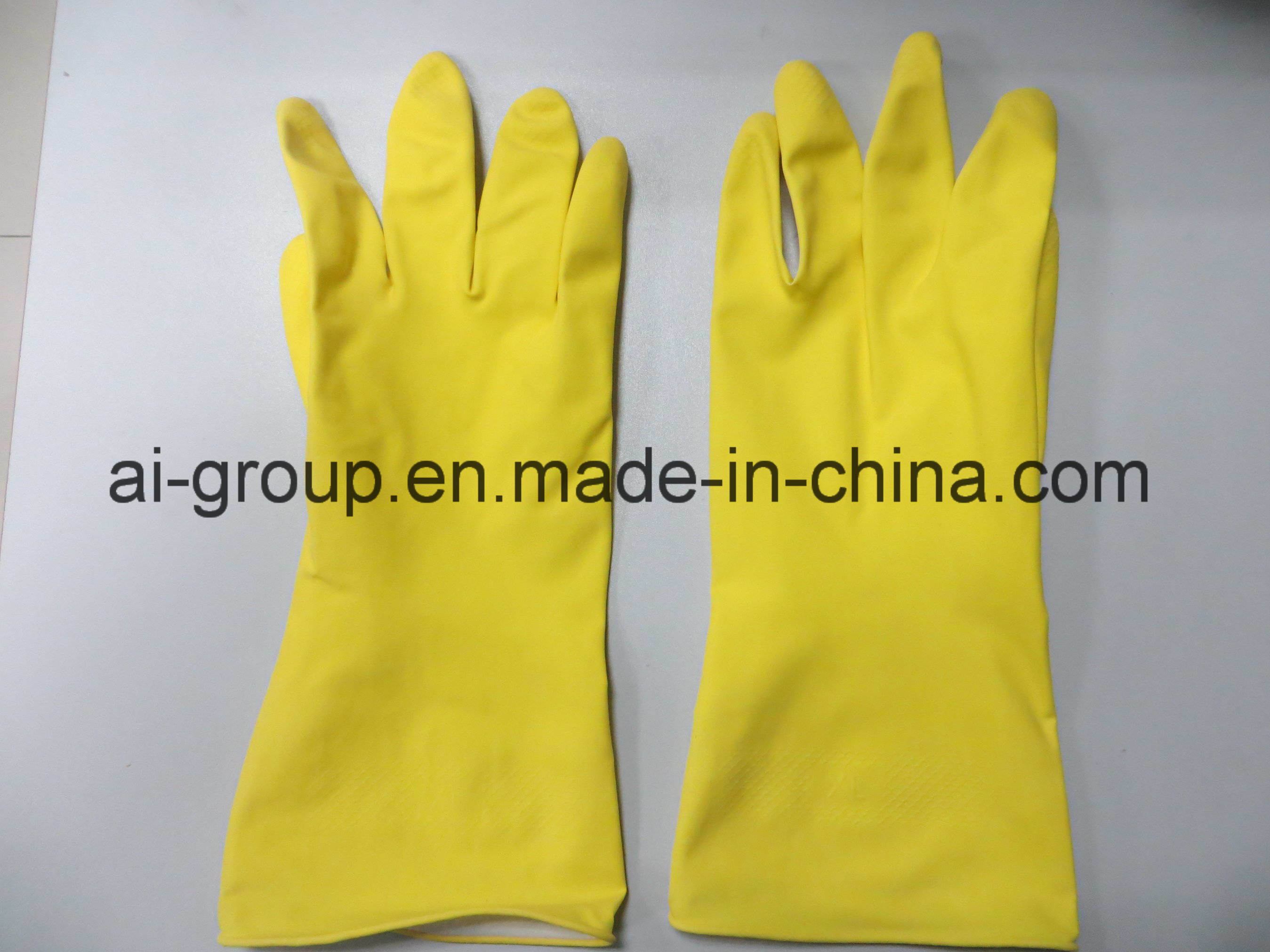 Yellow Rubber Household Gloves for Kitchen Cleaning