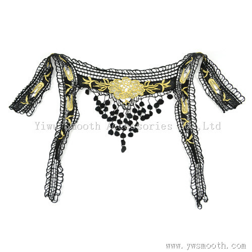 Fashion Black Embroidery Lace Collar Cotton Fabric Dress Garment Accessories