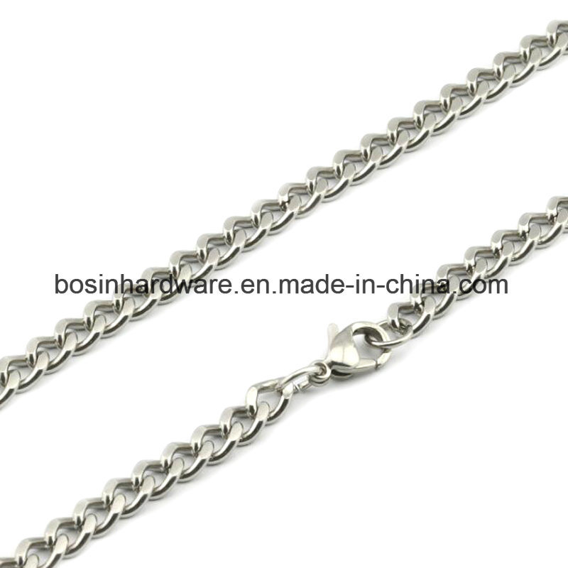 Silver Stainless Steel Curb Chain Necklace