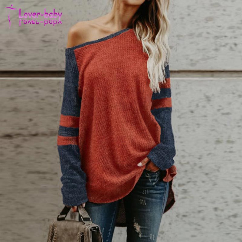 Ladies Fashionable off Shoulder Long Sleeve Casual Sweater