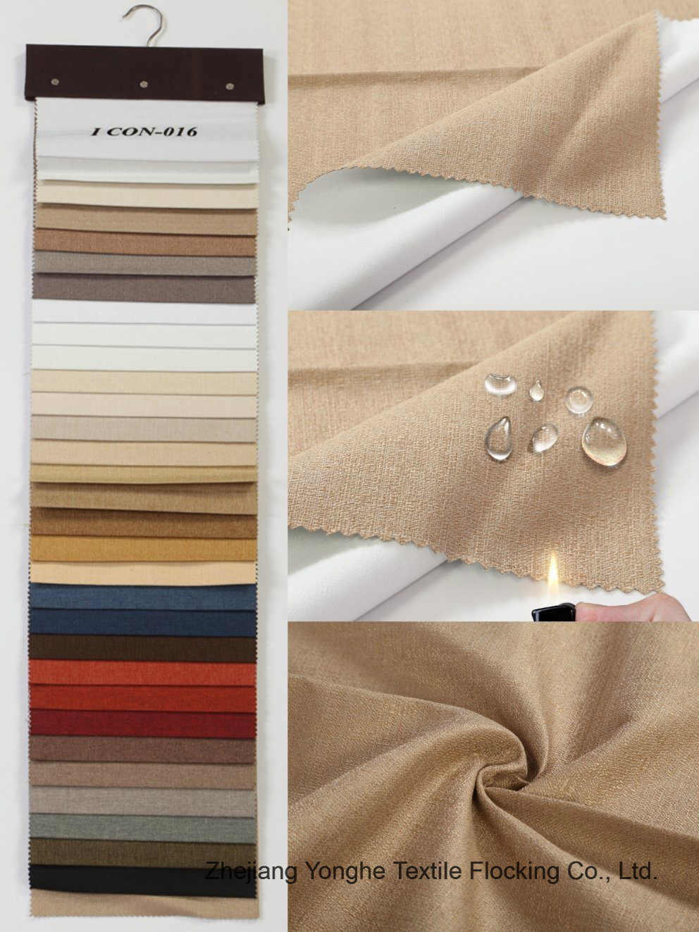 Waterproof Flocking Fr Woven Polyester Curtain Fabric for Hotel Window