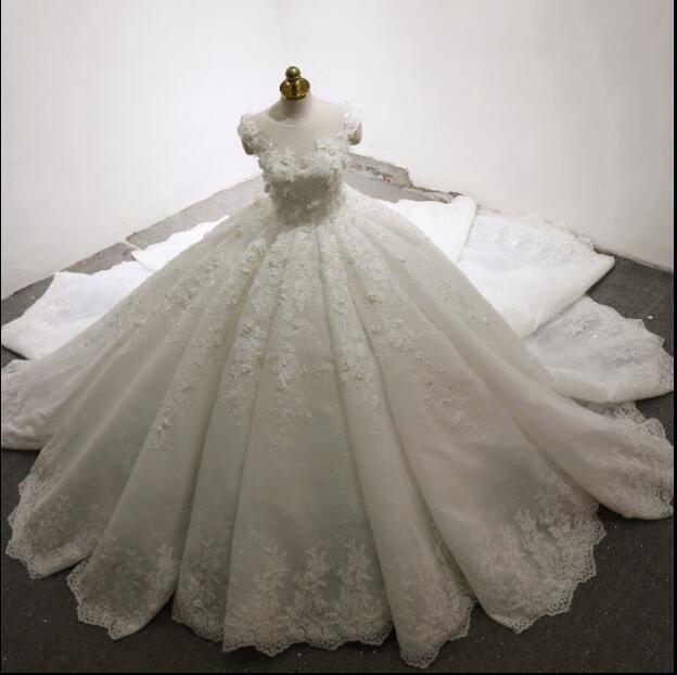 Jewelry Bridal Ball Gowns Lace Flowers Real Wedding Dresses Z18019