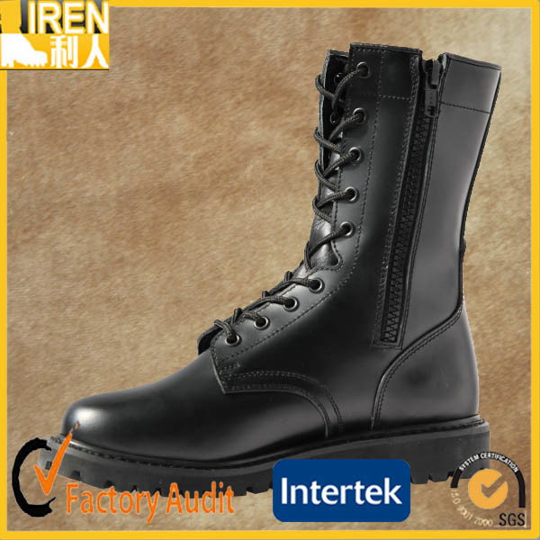 Black Genuine Cow Leather Ceremony Boot Military Combat Boot