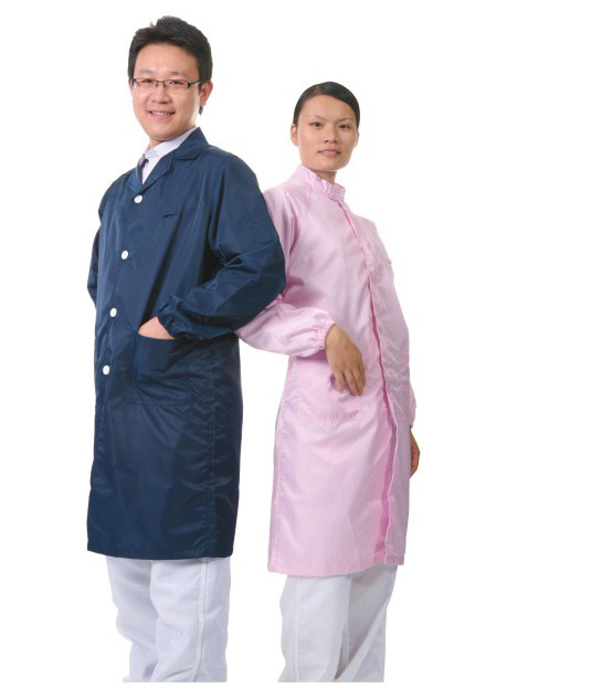 Lab Antistatic ESD Cleanroom Safety Work Stripe Straight Collar Smock Coverall