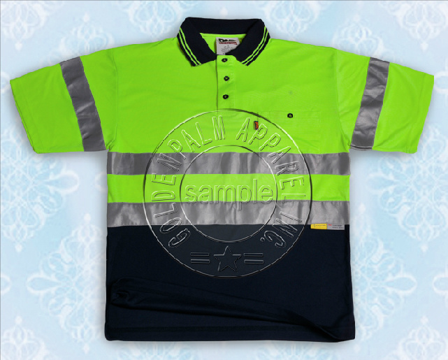 Yellow Reflective Tape Safety Contrast Polo Shirt