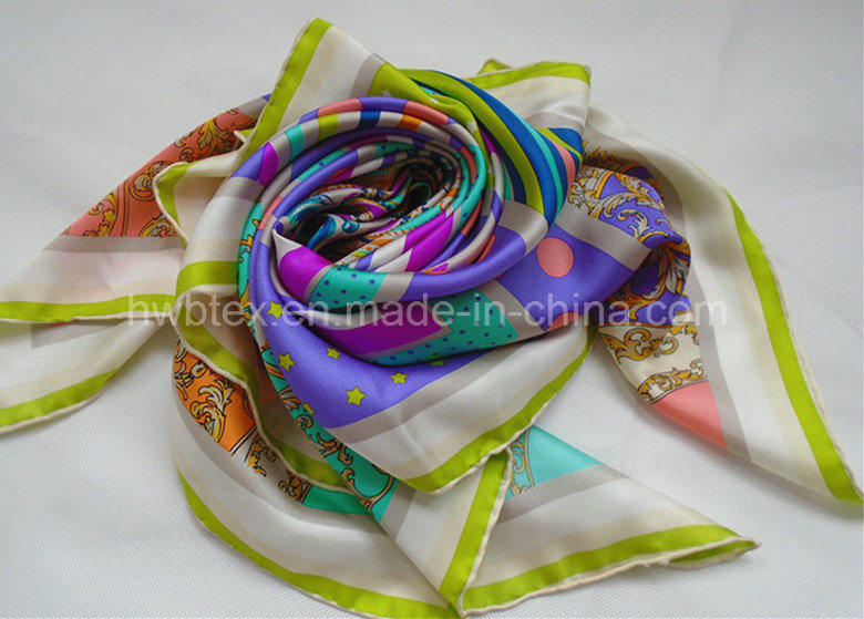 Elegant Customized Printing Silk Foulard/Scarf (HWBS004)