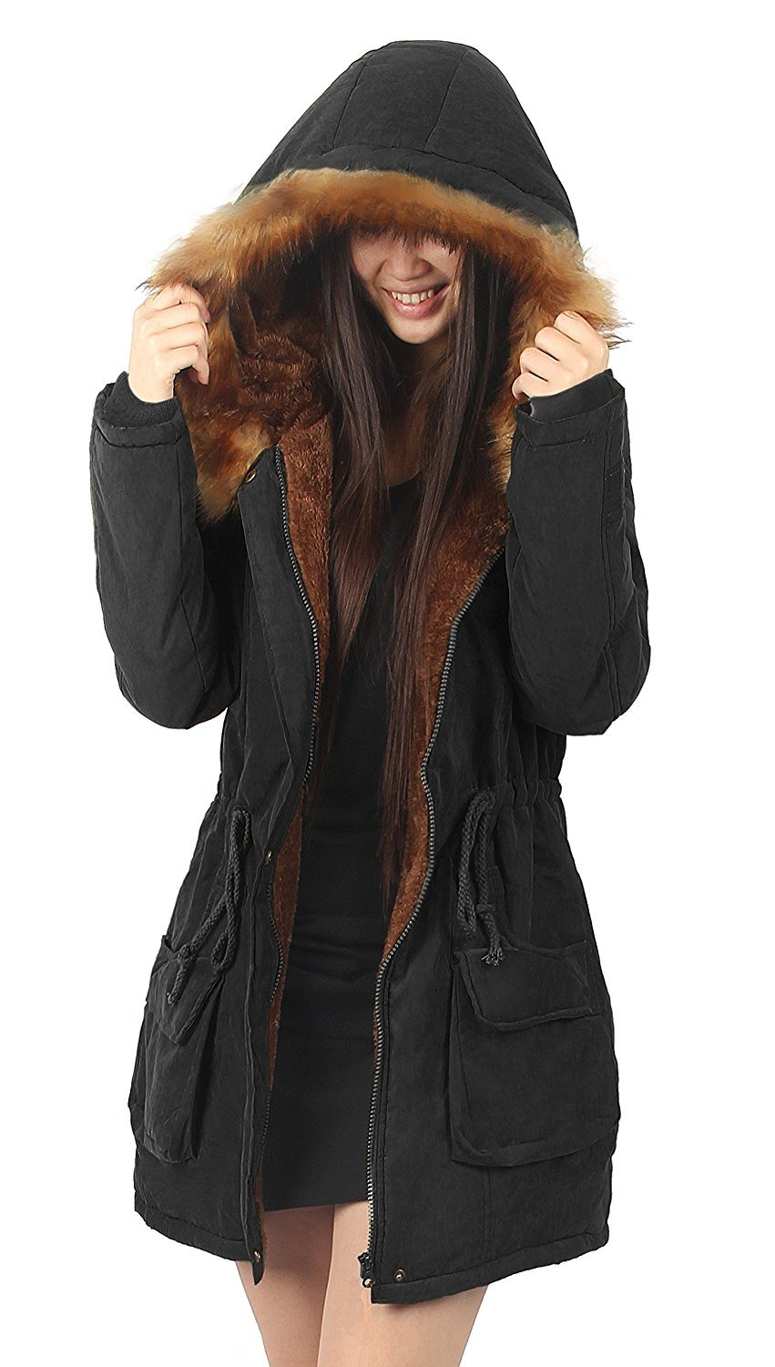 Xiaolv88 Womens Hooded Warm Coats Parkas with Faux Fur Jackets