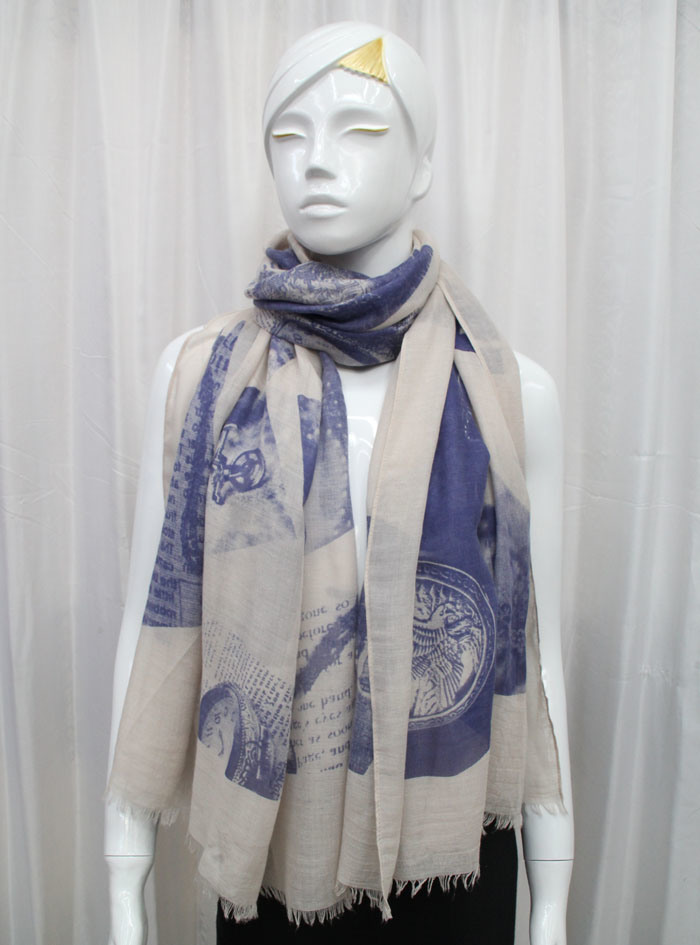 Lady Fashion Watch Printed Cotton Polyester Voile Scarf (YKY1059)