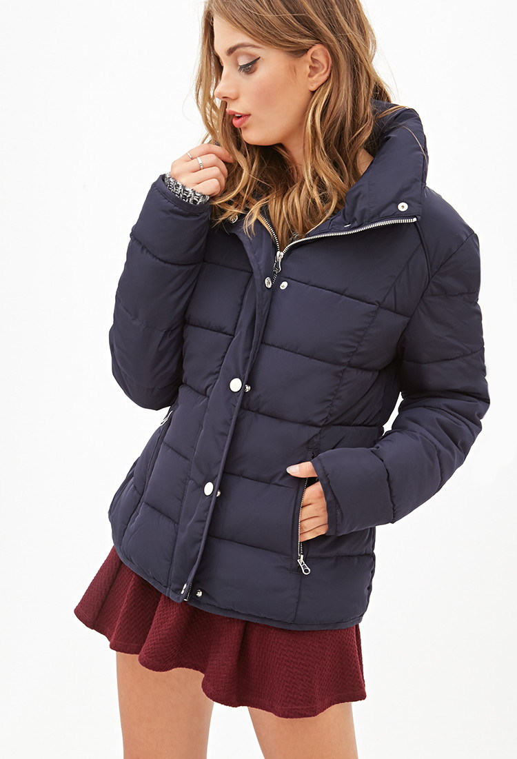 Women Stand Collar Quilted Puffer Padded Jacket
