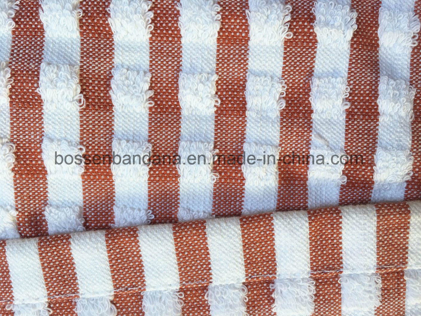 China Factory OEM Produce Custom Red Striped Cotton Terry Kitchen Towel