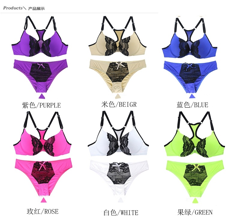 Wholesale Women's Underwear Lace Bra and Panty Set with Front Buckle