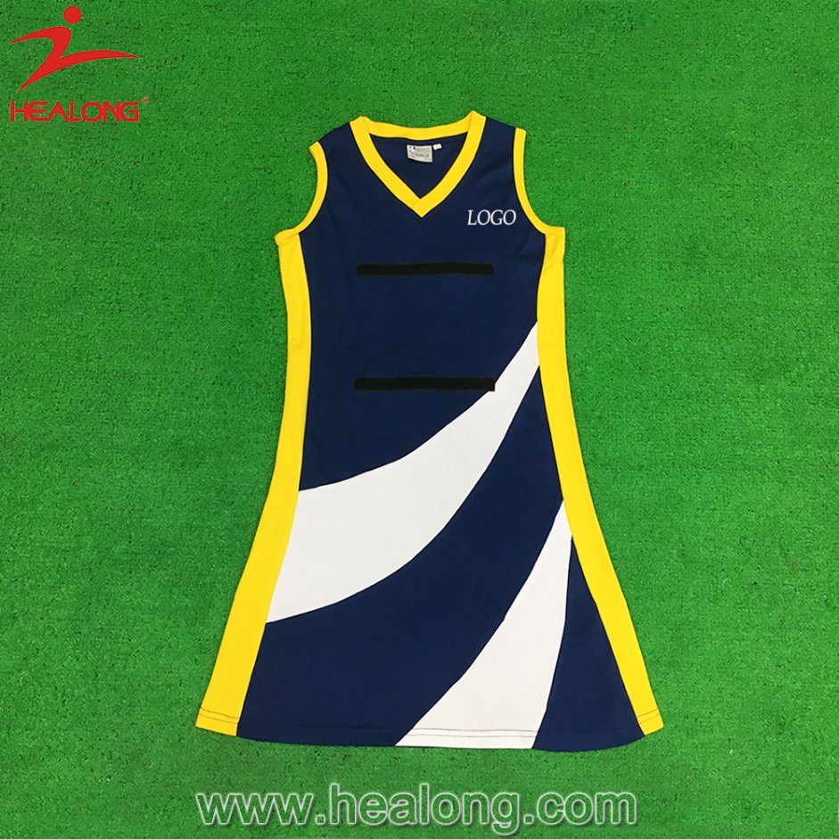 Healong Top Sale Sport Wear Custom Sublimated Netball Dress