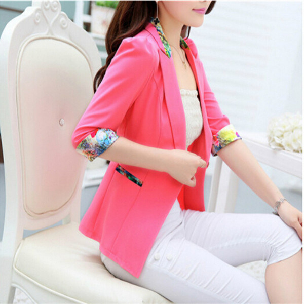 High Quality Candy Color One Button Ladies Blazer Designs (50090-1)